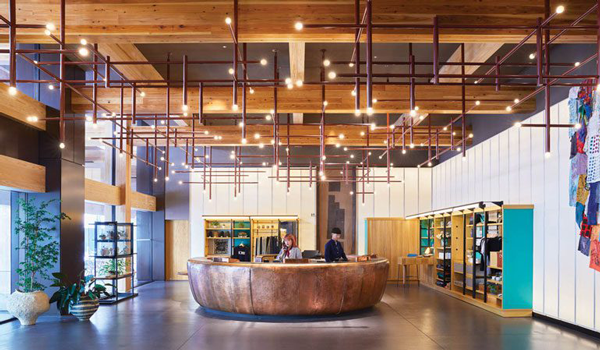 the lobby of the Ace Hotel Kyoto