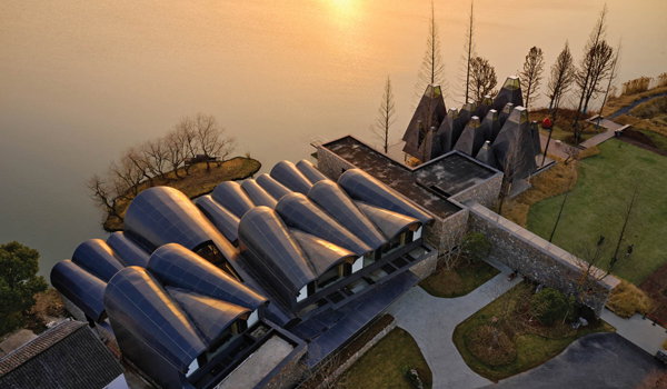 an aerial view of the Boatyard Hotel