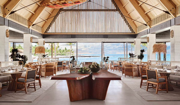 the lobby of a Hawaiian resort