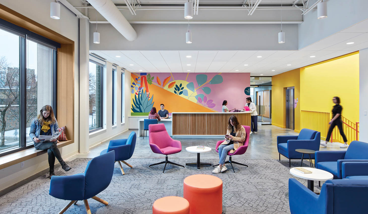 a brightly-colored community clinic