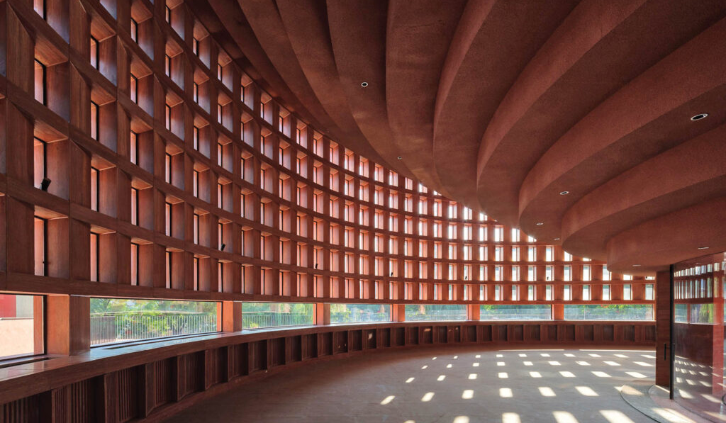 red and brown building