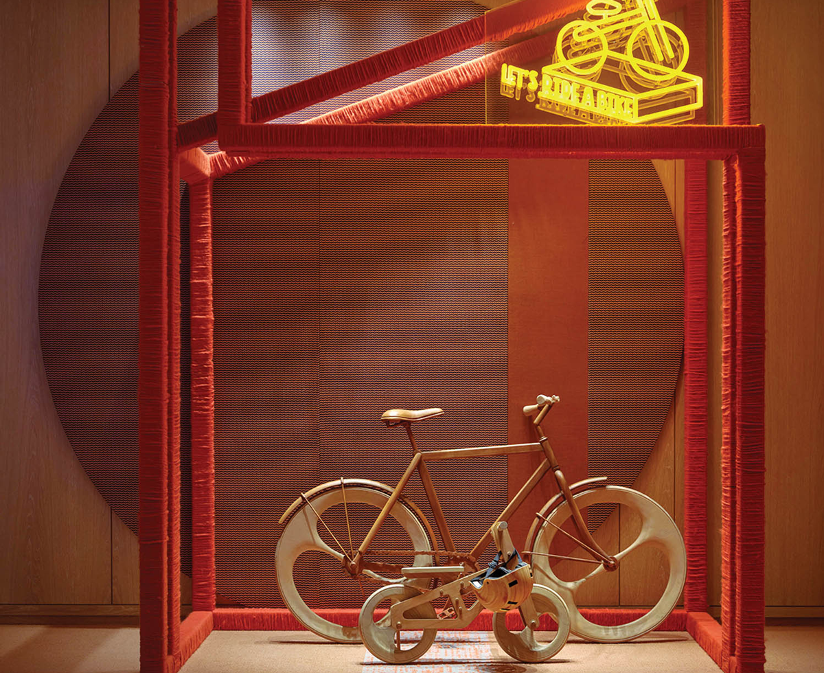 a bicycle installation at a sales gallery
