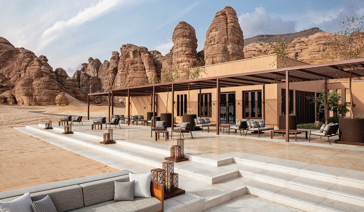 a resort surrounded by sandstone formations