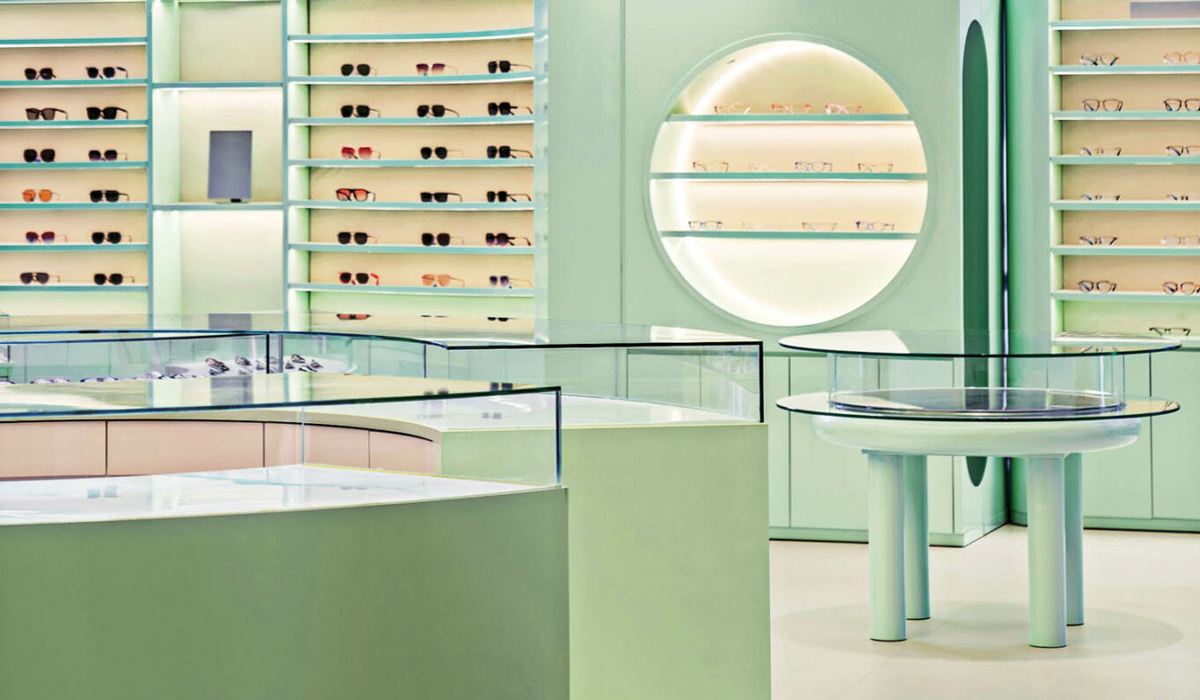 an eye-clinic with interiors in shades of green