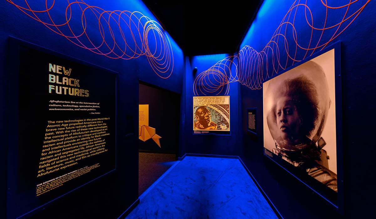 an installation in an Afrofuturism exhibit in DC
