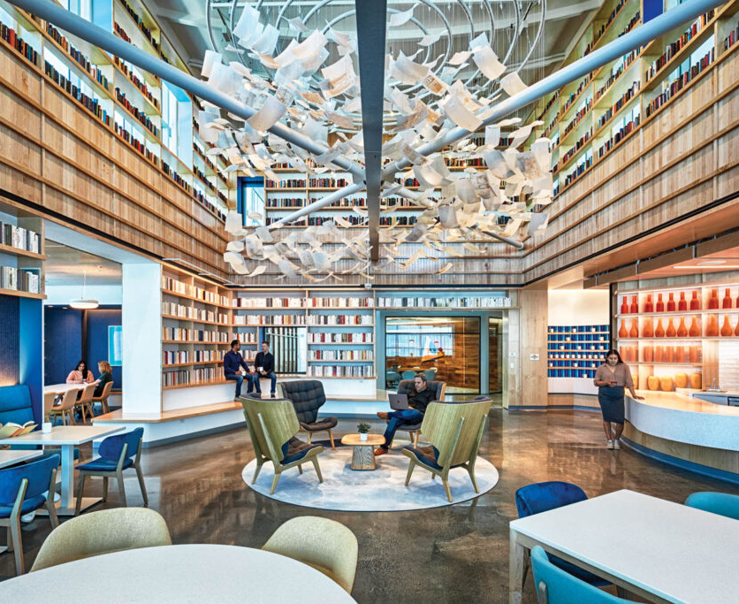 green chairs in seating area