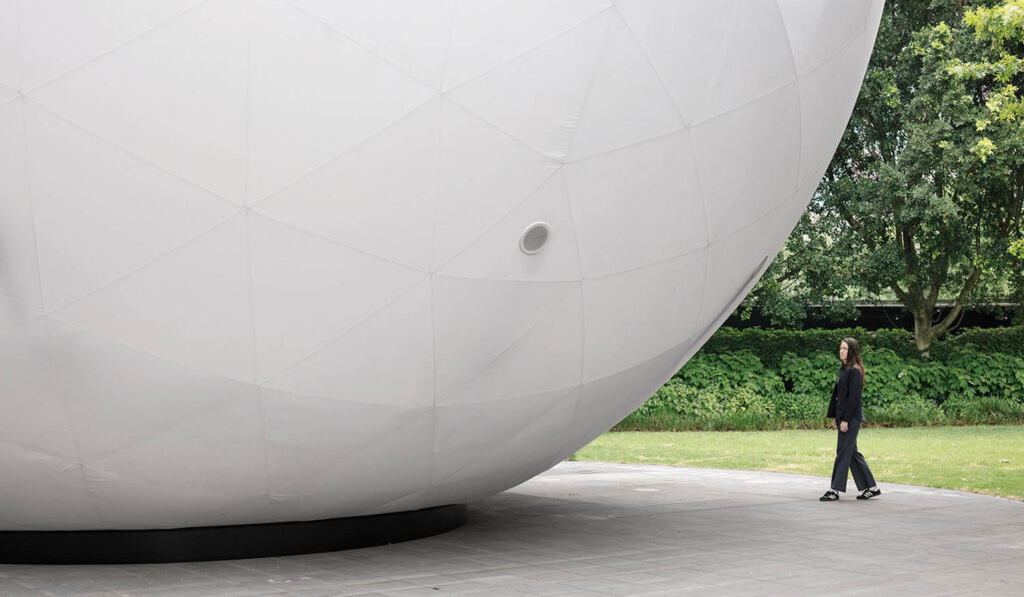 a 47-foot-diameter white orb essentially uses air as a building material