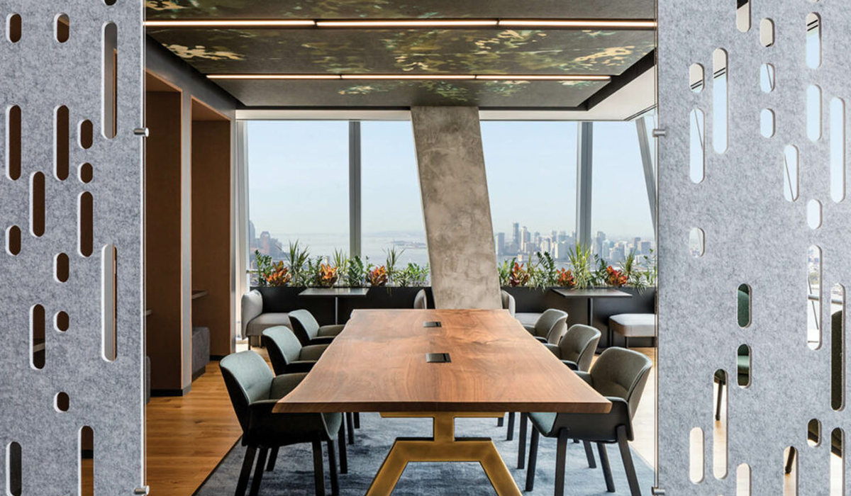 Boston Consulting Group wellness room with views of the city