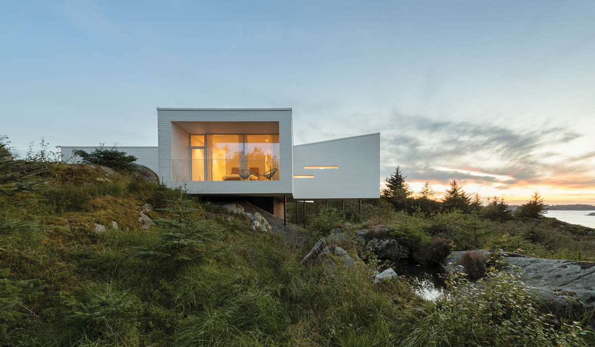 exterior facade of Norway retreat overlooking the North Sea