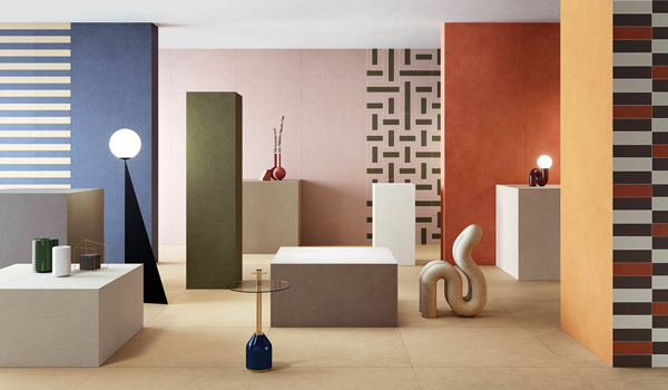 Ferruccio Laviani's Pigmenti carbon-neutral, ultra-thin, laminated porcelain stoneware slabs