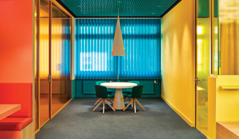 colorful lights in office space