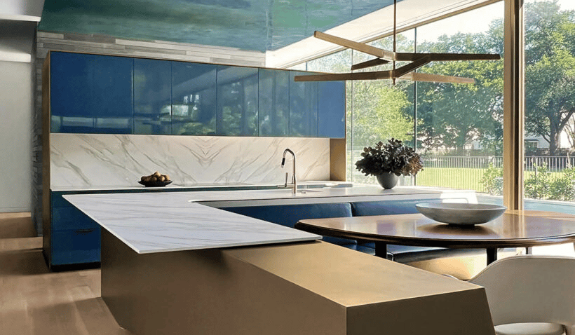 blue cabinets in kitchen