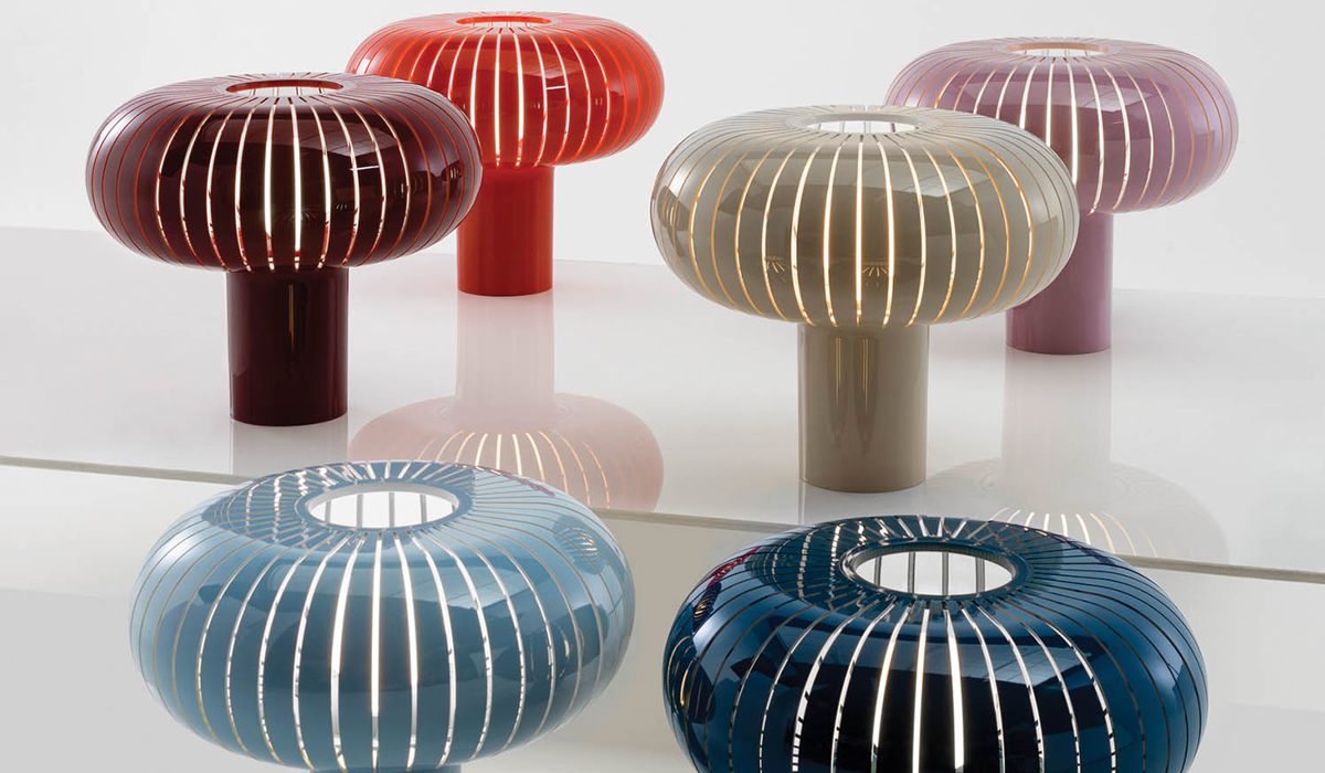 multicolored mushroom like lamps