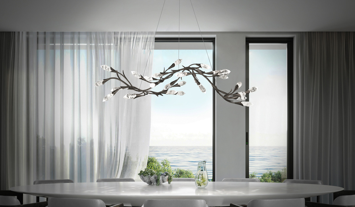 Solitude light fixture over dining table