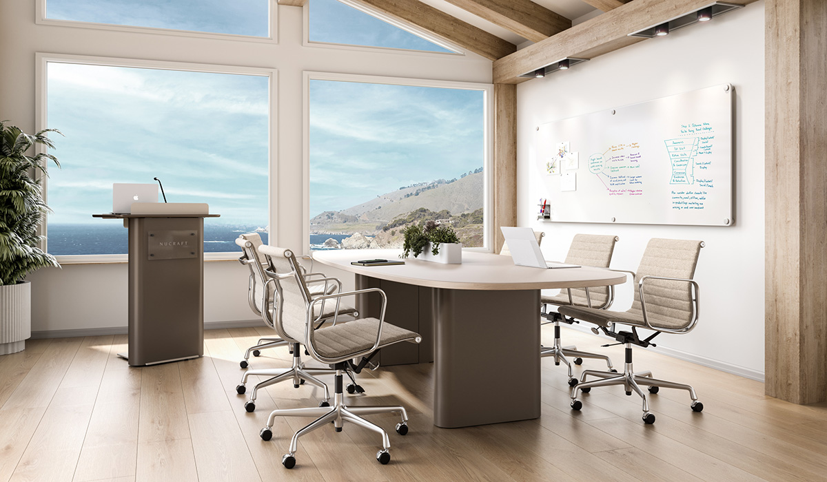 Nucraft Summit Lectern displayed in conference room setting