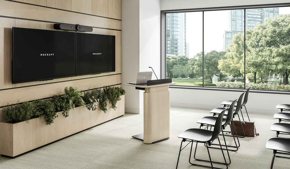 Nucraft Summit Lectern displayed in conference room setting