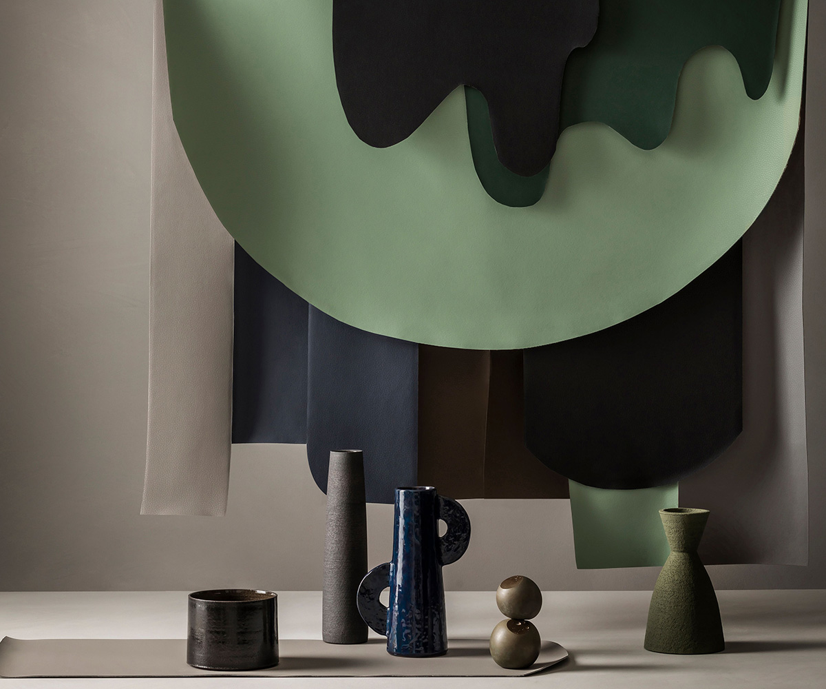 The colorful Volar Bio collection hanging on display.