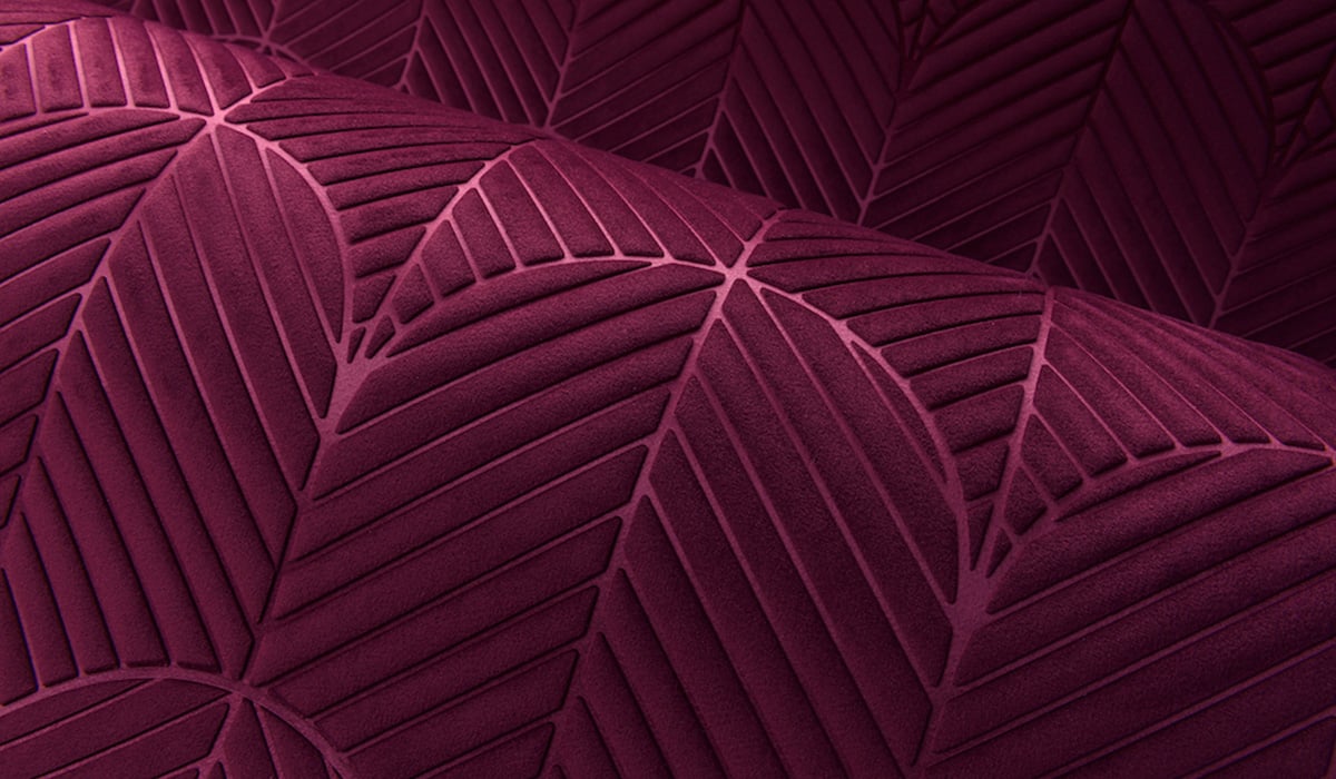 Dark red geometric textile with a suede finish
