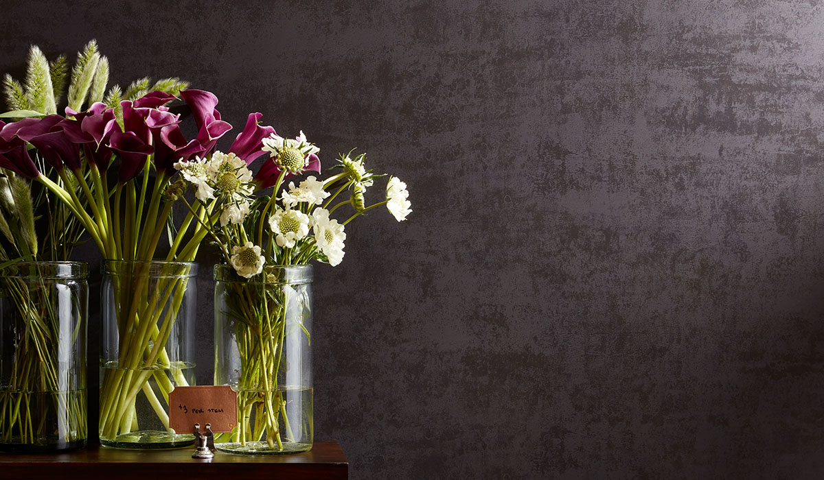 Dark metal laminate feature wall