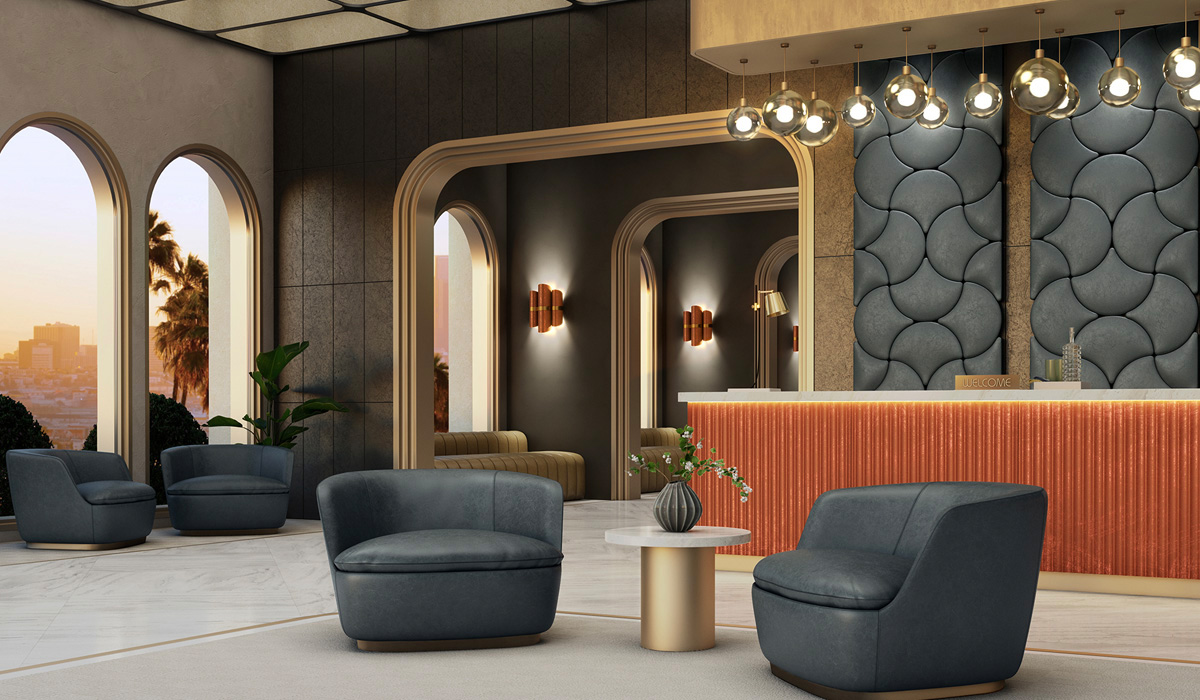 Two leather club chairs in a contemporary interior